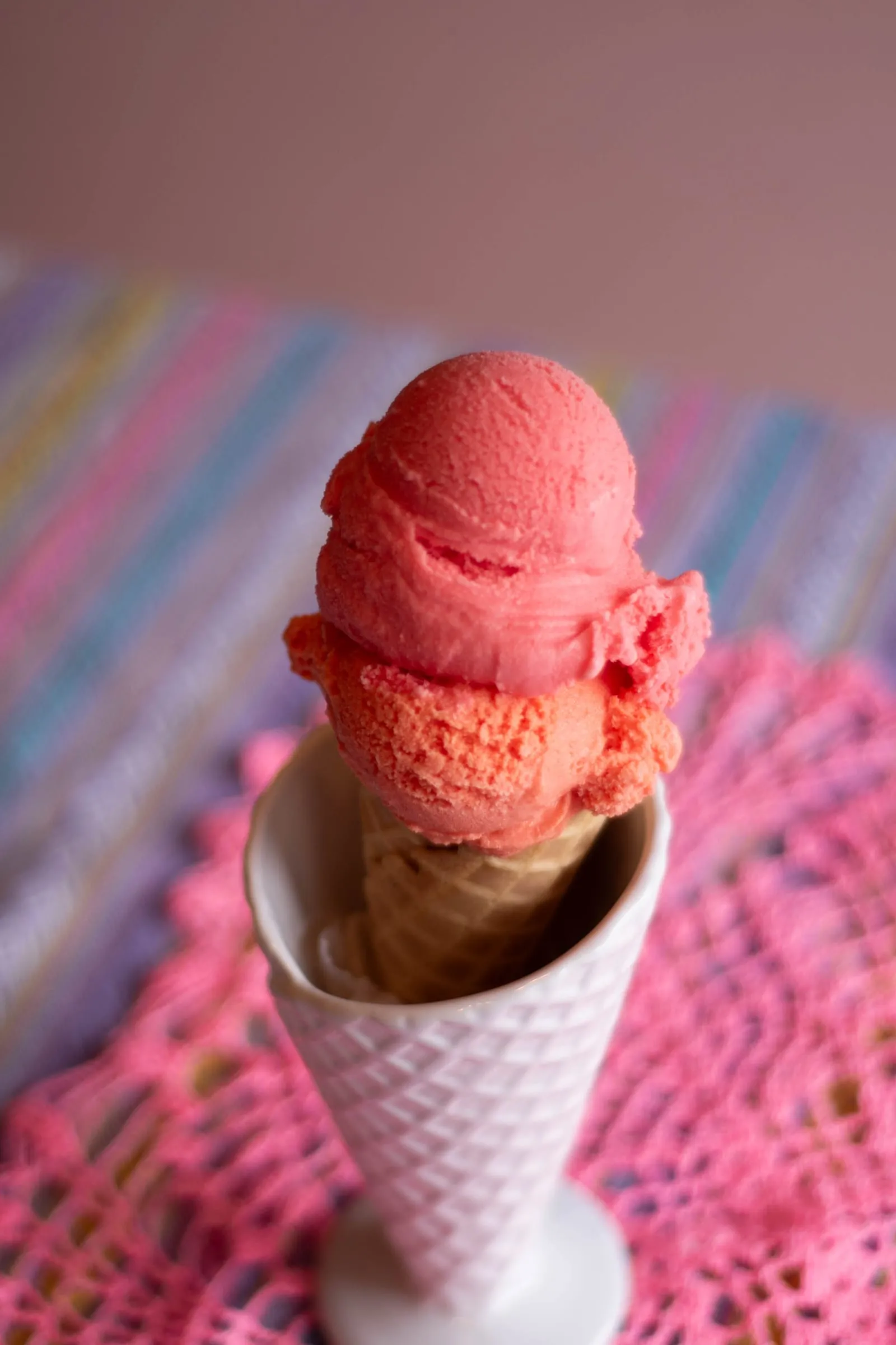 Scoops of ice cream in a cone